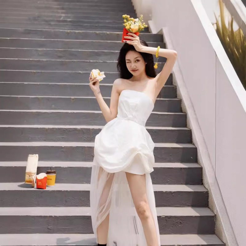 Photography And Lighting - French White Strapless Morning Gown, Light